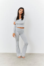 Sculpting Fold over Waistband Flare Leg Trouser