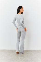 Sculpting Fold over Waistband Flare Leg Trouser