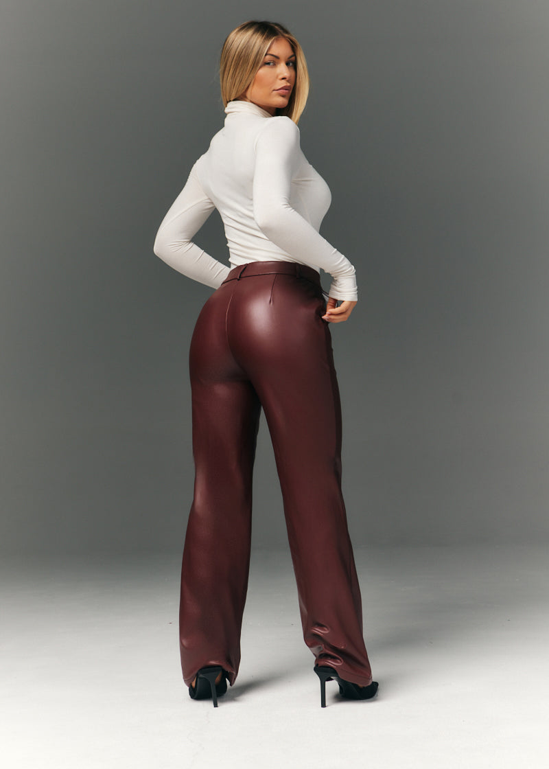 Perfect Sculpting High Waisted Leather Look Straight Leg