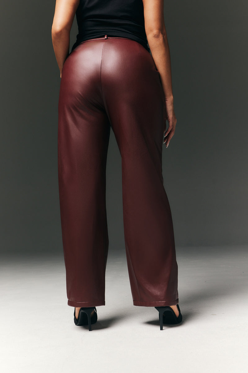 Perfect Sculpting High Waisted Leather Look Straight Leg