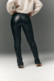 Perfect Sculpting High Waisted Leather Look Zip Front Legging