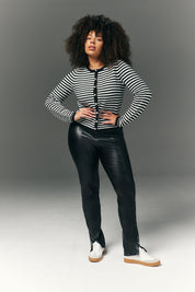 Perfect Sculpting High Waisted Leather Look Zip Front Legging