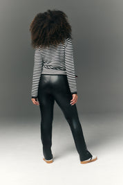 Perfect Sculpting High Waisted Leather Look Zip Front Legging