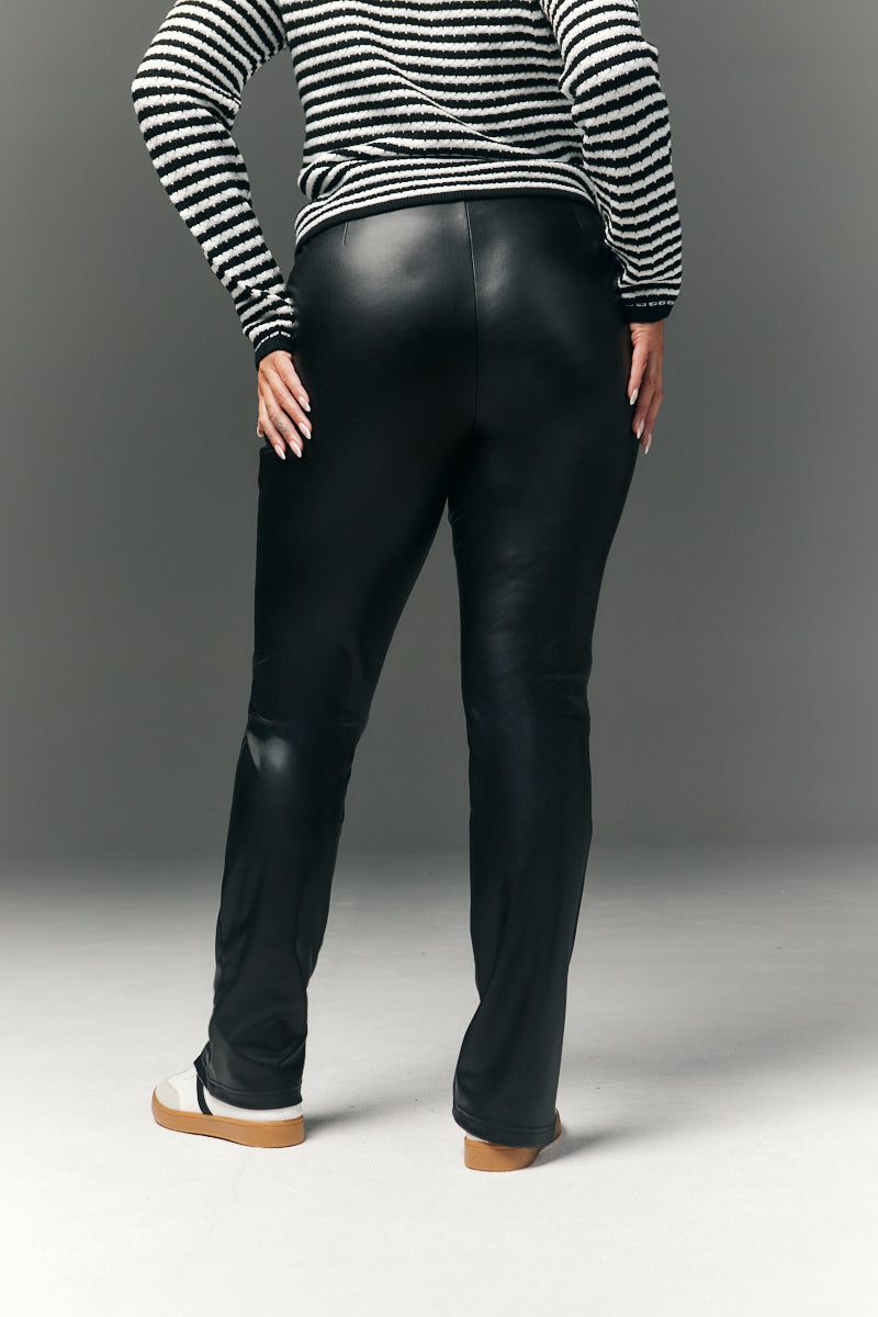Perfect Sculpting High Waisted Leather Look Zip Front Legging