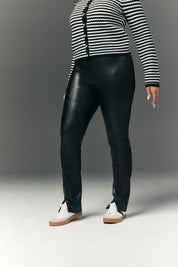 Perfect Sculpting High Waisted Leather Look Zip Front Legging