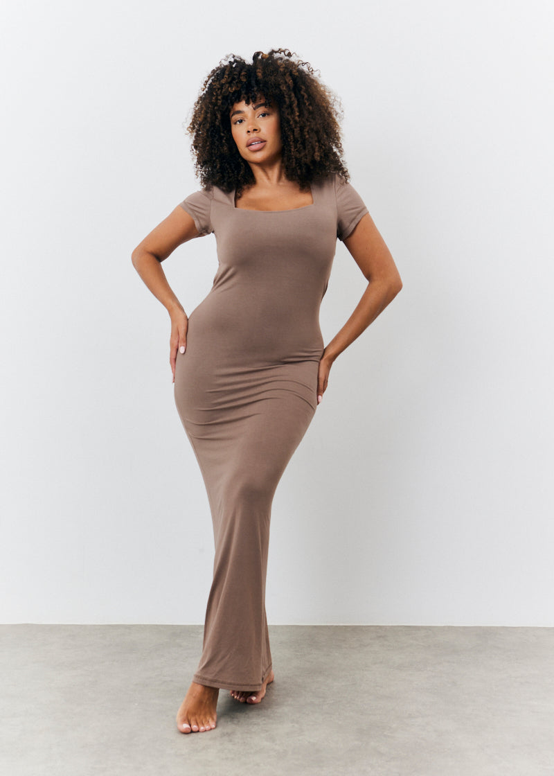 Sculpting Cap Sleeve Maxi Dress
