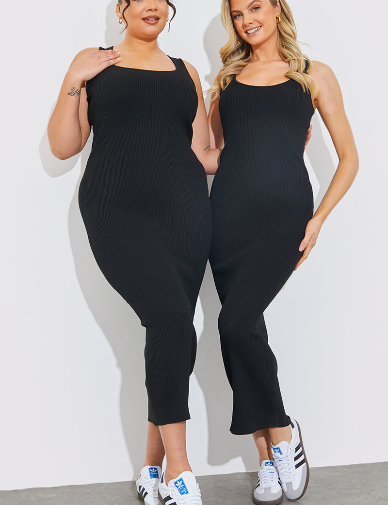 Rib Knit Scoop Neck Maxi Dress