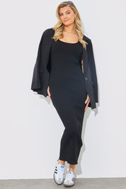 Knitted Rib Scoop Neck Maxi Dress