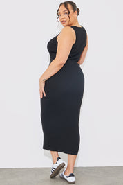 Knitted Rib Scoop Neck Maxi Dress