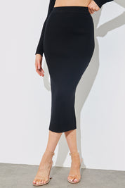 Knitted Rib High Waisted Midi Co-ord Skirt