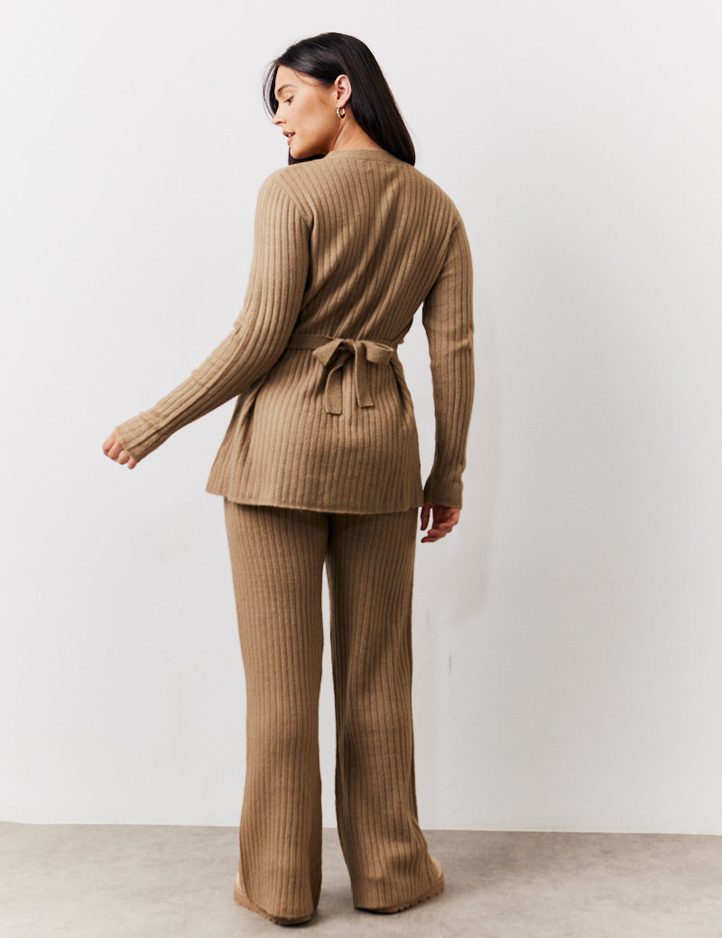 Ribbed Knit Flare Co-Ord Trousers