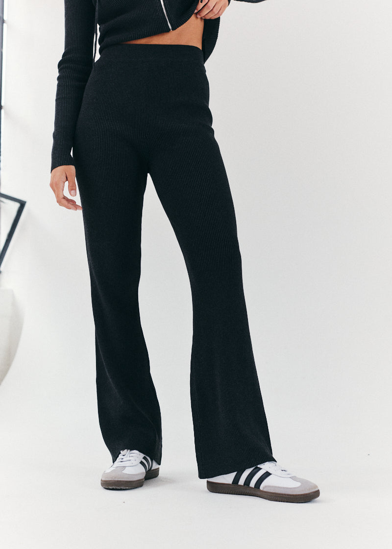 Rib Knit Co-Ord Flair Trouser