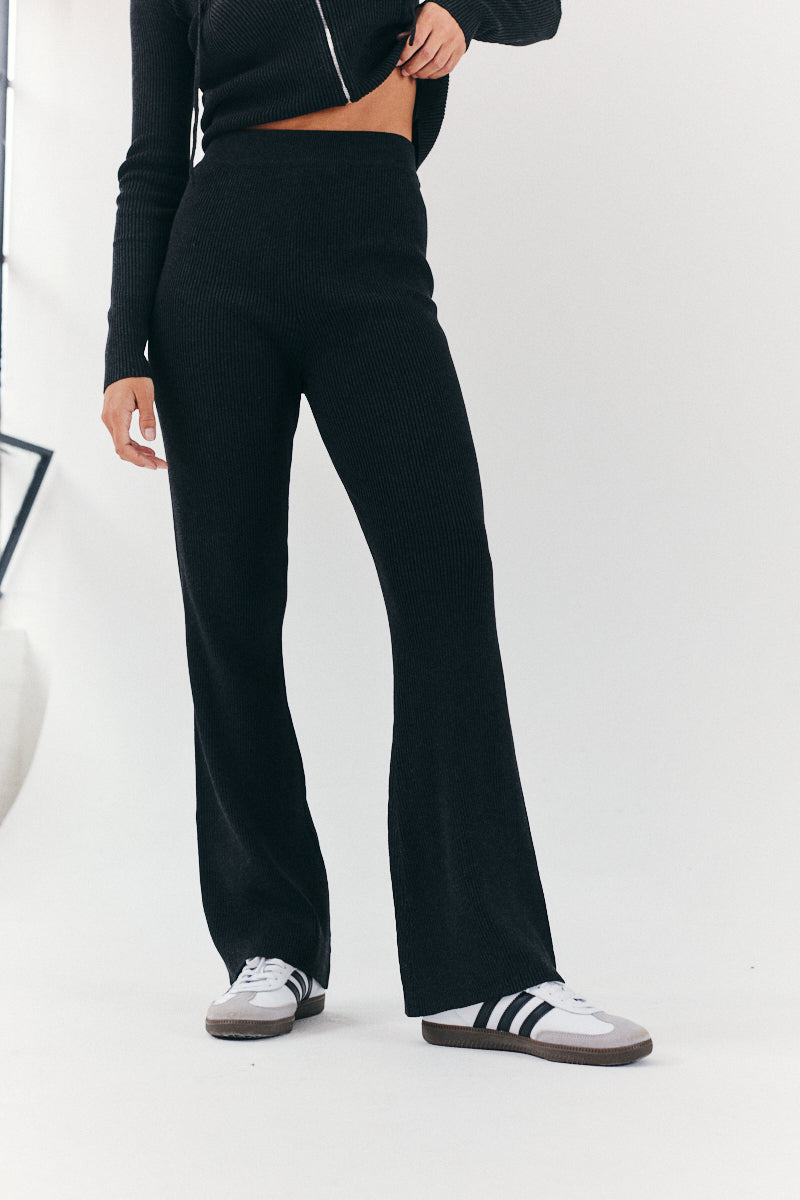 Rib Knit Co-Ord Flair Trouser