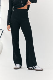 Rib Knit Co-Ord Flair Trouser