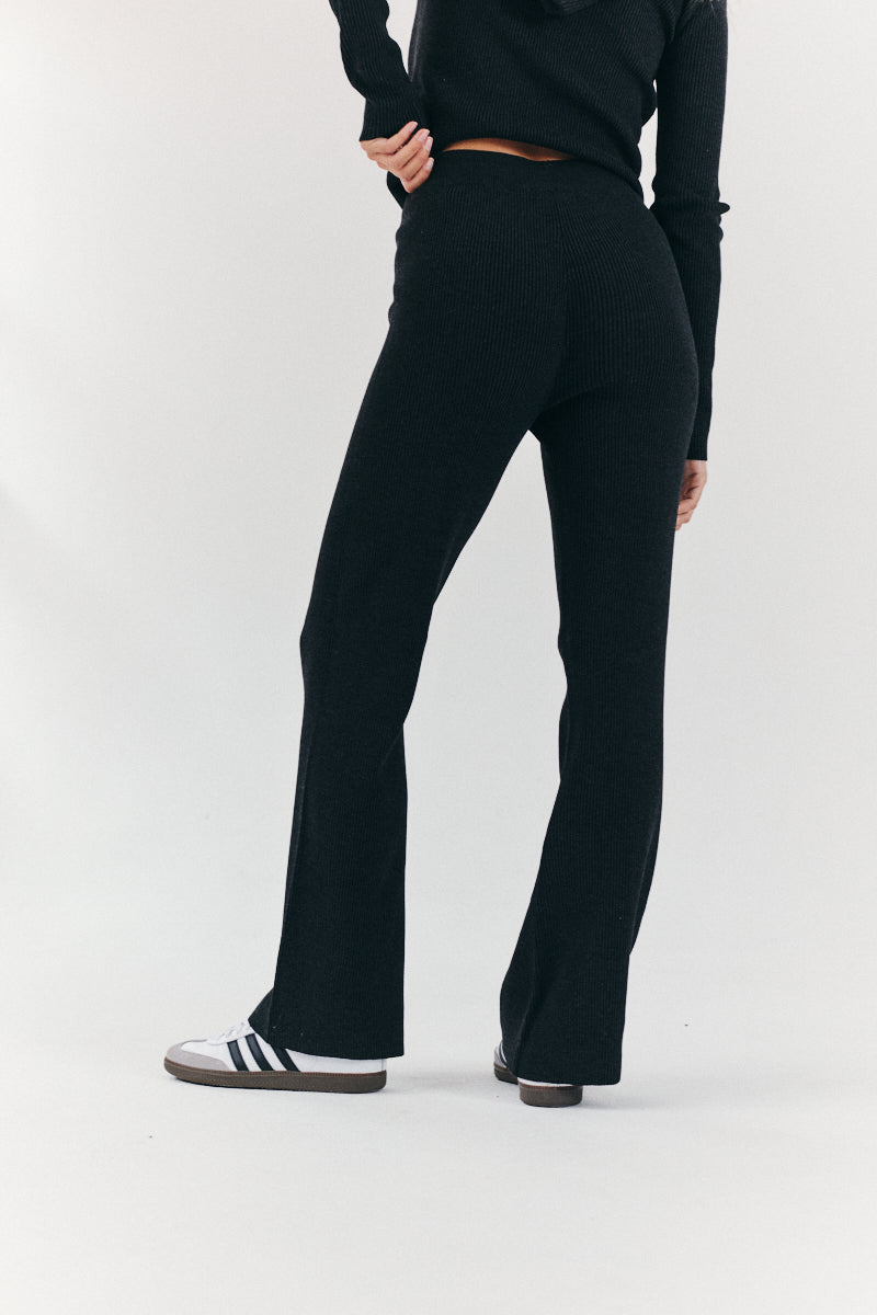 Rib Knit Co-Ord Flair Trouser