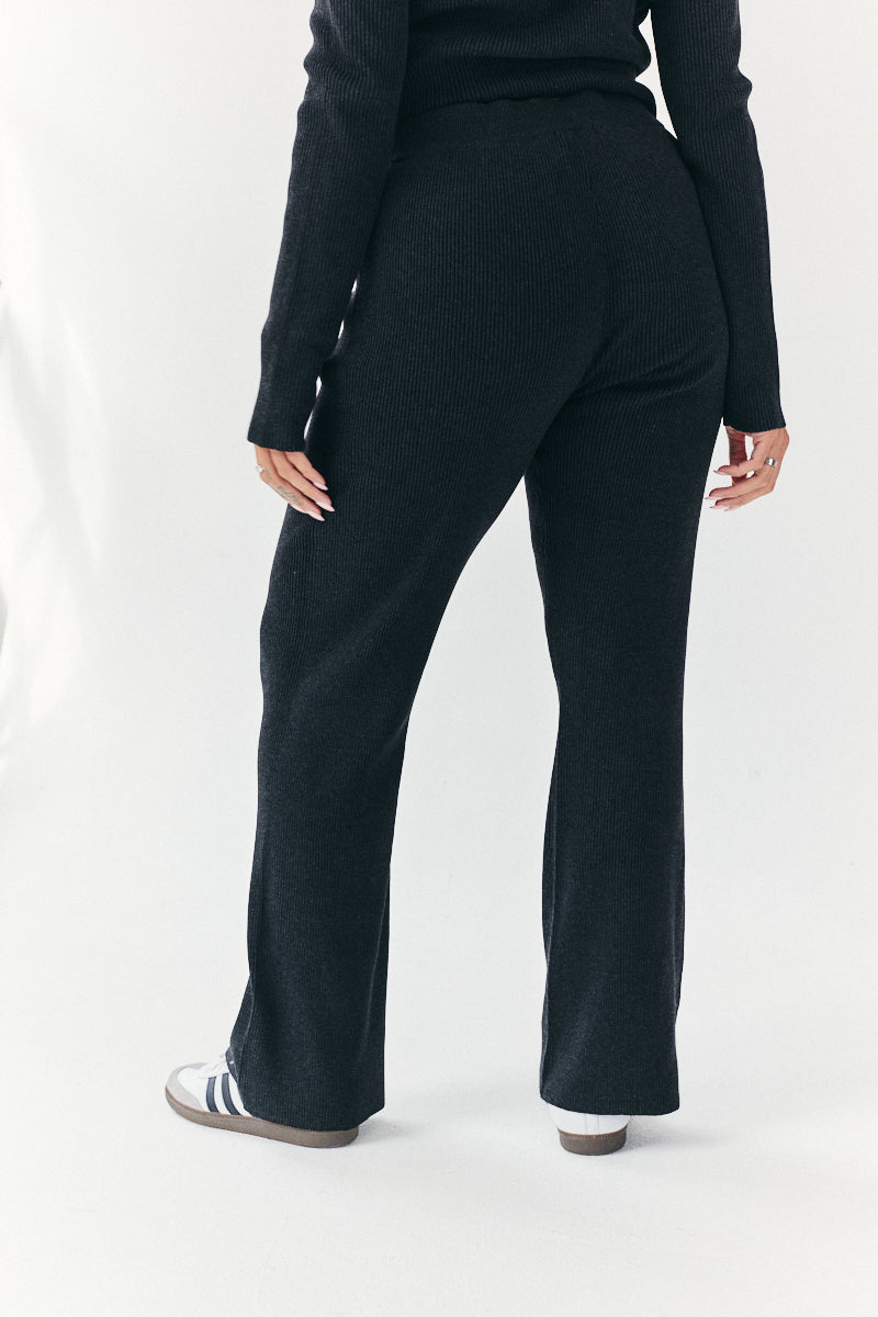 Rib Knit Co-Ord Flair Trouser