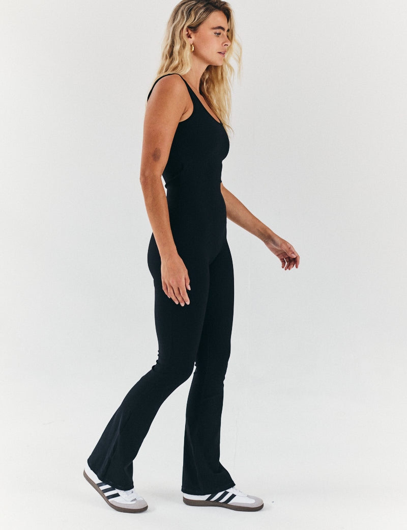 Built-In Bra Flare Leg Sculpt and Control Unitard