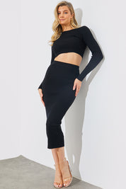 Rib Knit Crew Neck Co-Ord Top