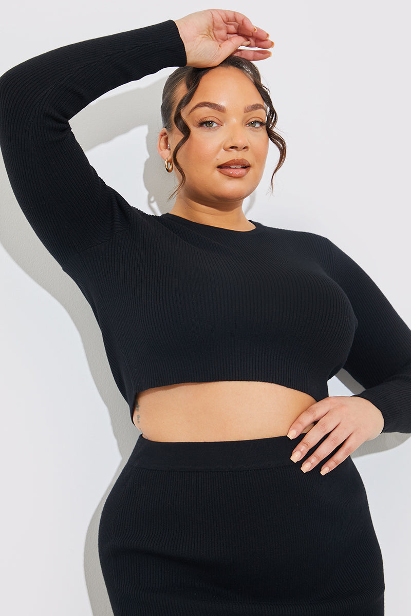 Rib Knit Crew Neck Co-Ord Top