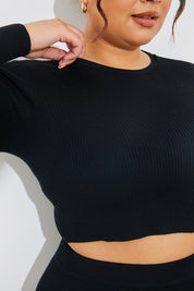 Rib Knit Crew Neck Co-Ord Top