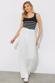 Knitted Rib Scoop Neck Stripe Top