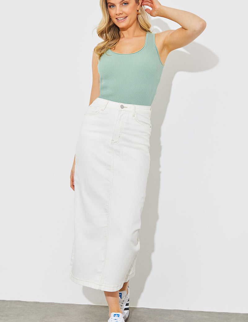 Knitted Rib Scoop Neck Top