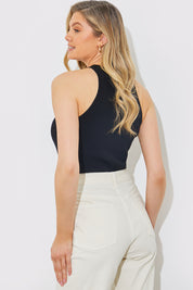 Knitted Rib Racer Neck Bodysuit