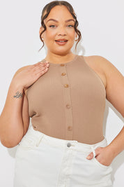 Knitted Rib Racer Neck Bodysuit