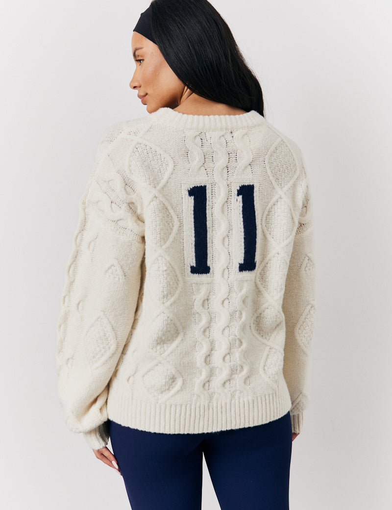 Cable Knit Varsity Sweater