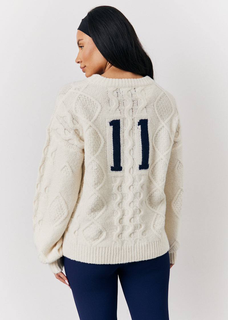 Cable Knit Varsity Sweater