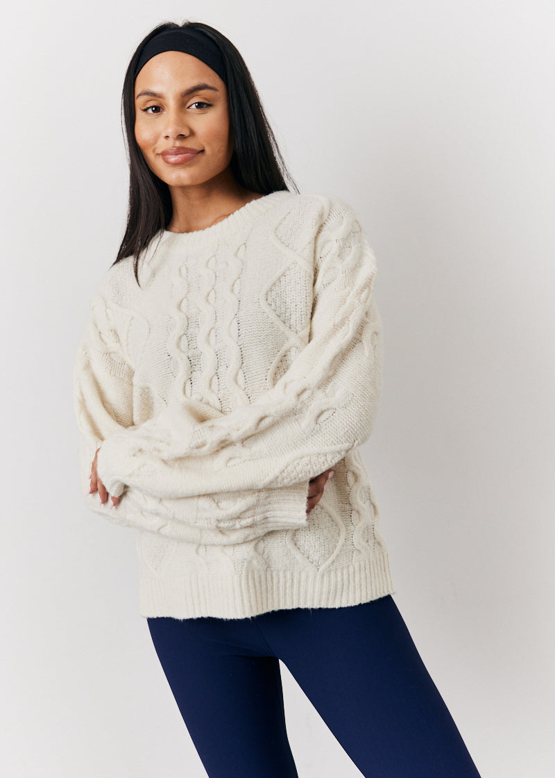 Cable Knit Varsity Sweater