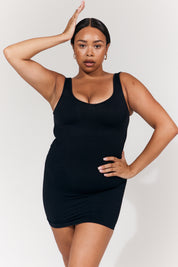Seamless Plunge Neck Snatched Shapewear Mini Dress