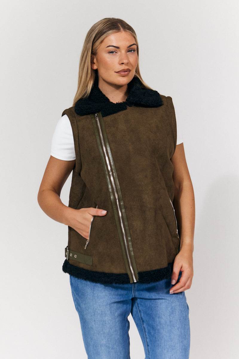 2 in 1 Aviator Coat/Gilet - InTheStyle