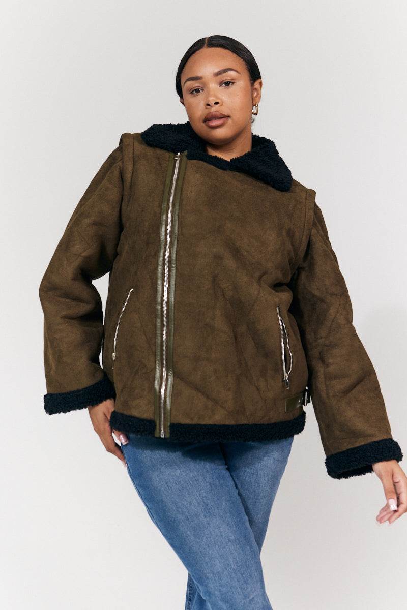 2 in 1 Aviator Coat/Gilet - InTheStyle