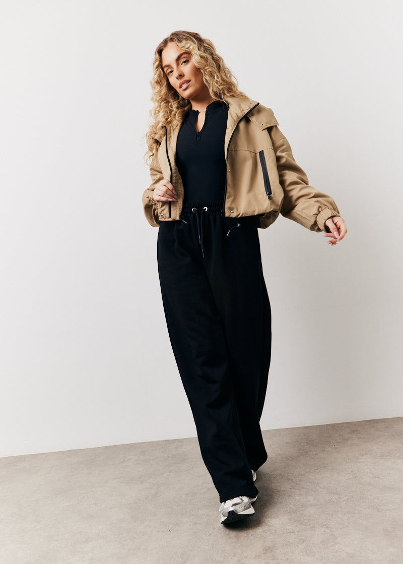 Hooded Cropped Windbreaker Jacket