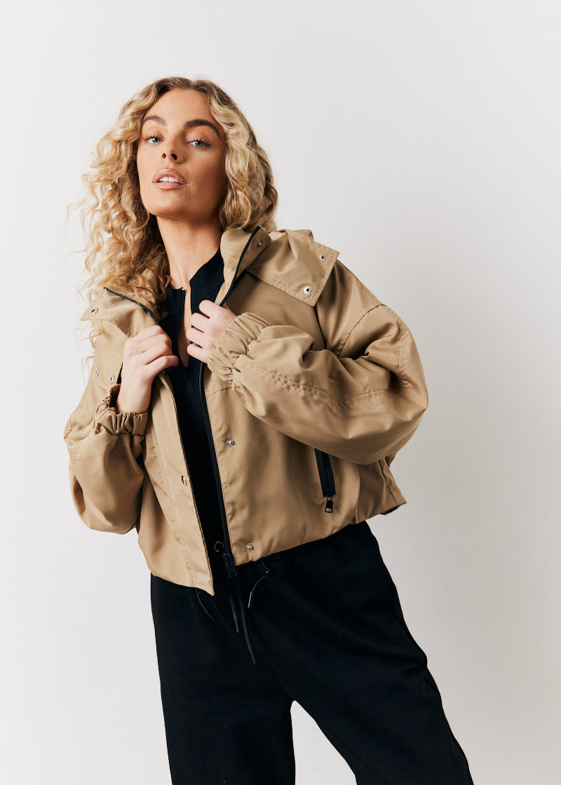 Hooded Cropped Windbreaker Jacket