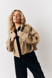 Hooded Cropped Windbreaker Jacket