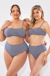 Sculpt And Control Stripe Waisted Full Coverage Bikini Bottom