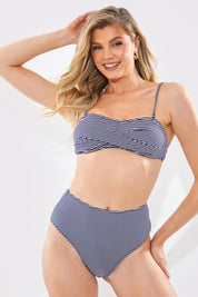 Sculpt And Control Stripe Waisted Full Coverage Bikini Bottom