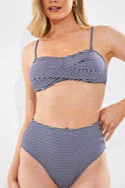 Sculpt And Control Stripe Waisted Full Coverage Bikini Bottom