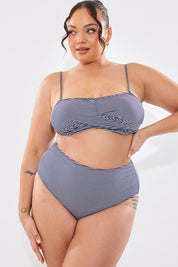 Sculpt And Control Stripe Waisted Full Coverage Bikini Bottom