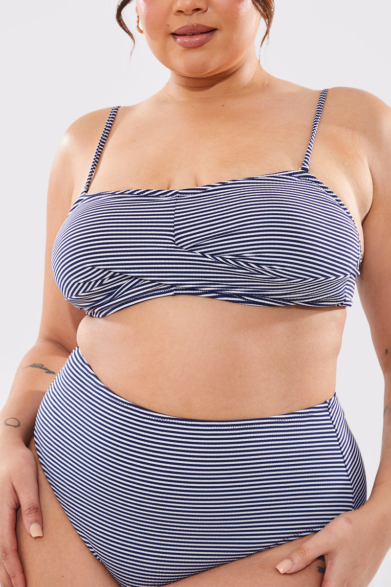 Sculpt And Control Stripe Waisted Full Coverage Bikini Bottom
