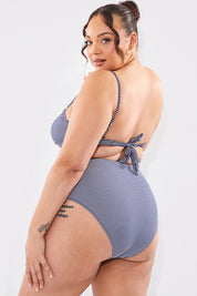 Sculpt And Control Stripe Waisted Full Coverage Bikini Bottom