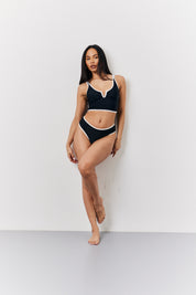 Black High Thigh Boomerang Bikini Bottoms