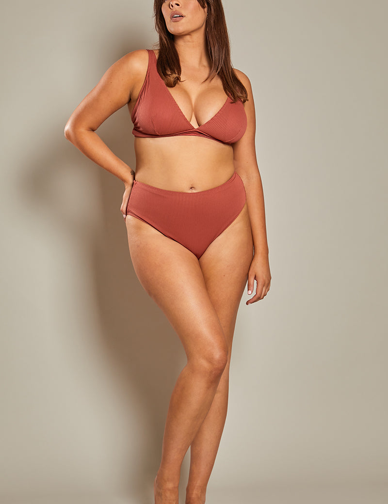 Control Rib High Leg High Waisted Bikini Bottoms