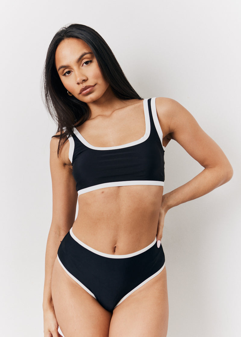 Black Scoop Neck Bikini Top