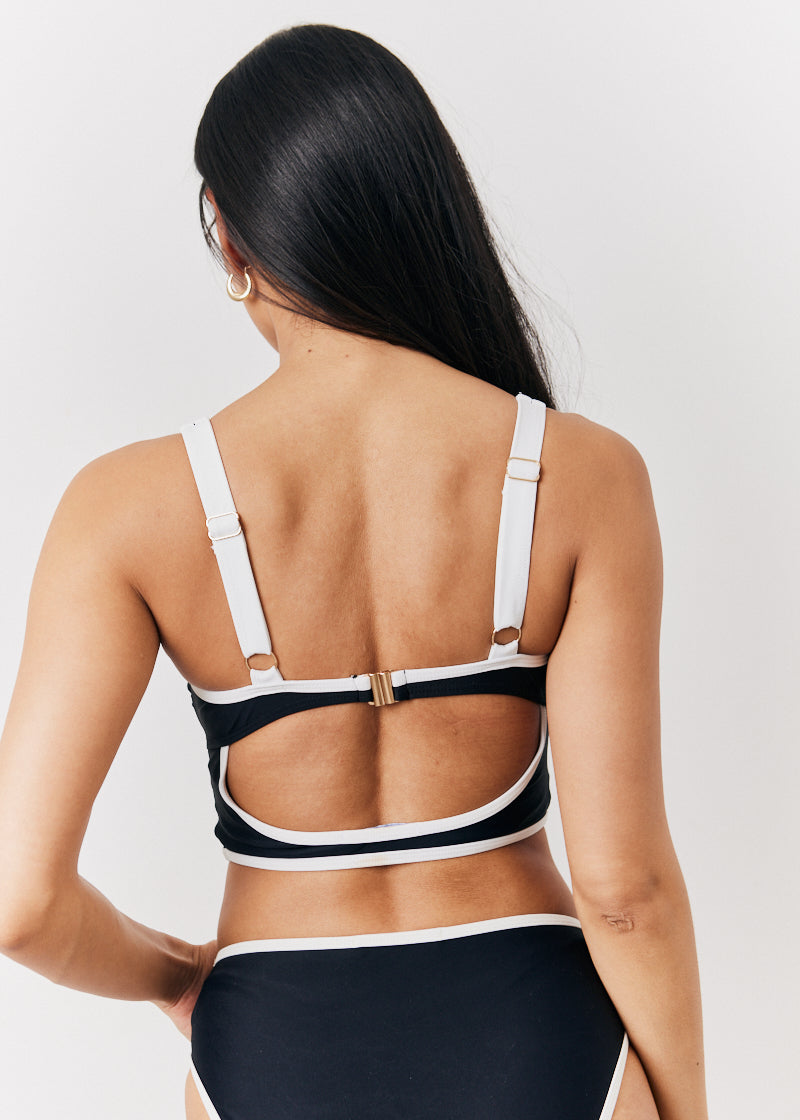 Black U Bar Swim Crop Top
