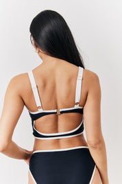 Black U Bar Swim Crop Top
