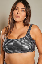 Scoop Neck Polka Dot Bikini Top
