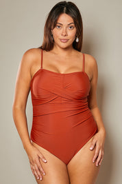 Control Ruched Crossover Detail Swimsuit